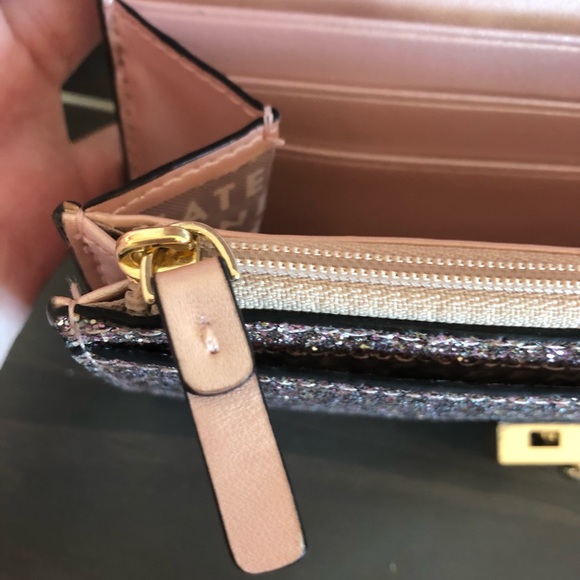 Kate Spade Rose Gold Sunset Lane Glitter Clutch Wallet - Picture 9 of 16